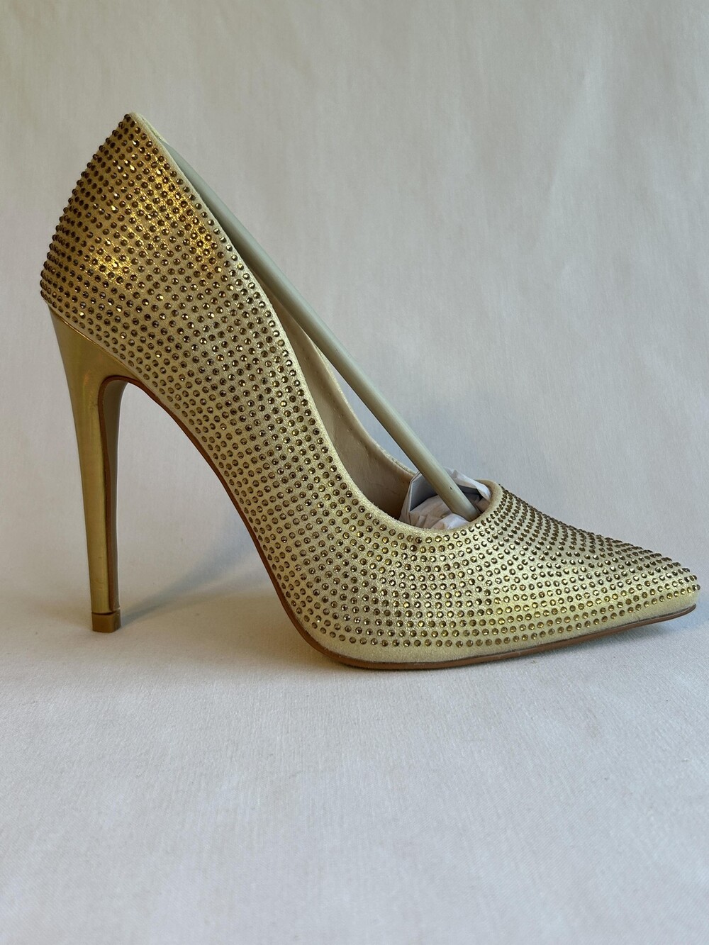 Shoes Womens Size 6.5 Bronze Rhinestone Heels Stiletto Lauren Lorraine Dori